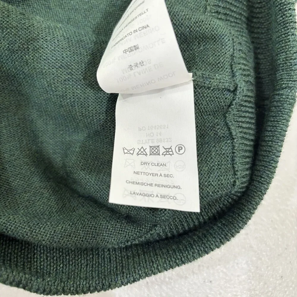 J Crew 100% Merino Wool 1/4 Zip Pullover Dark Green Men M Preppy Quiet Luxury